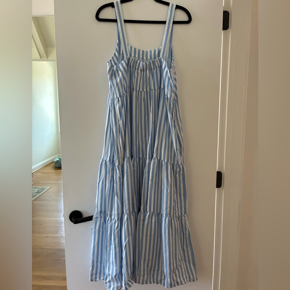 Light Blue & White Striped Midi Sundress